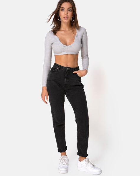 Guan Crop Top in Rib Grey