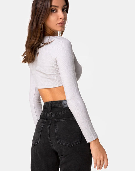 Guan Crop Top in Rib Grey