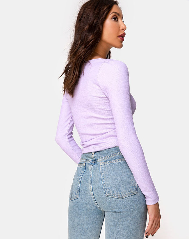 Guanelle Top in Rib Lilac