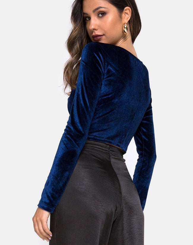 Guan Crop Top in Velvet Navy