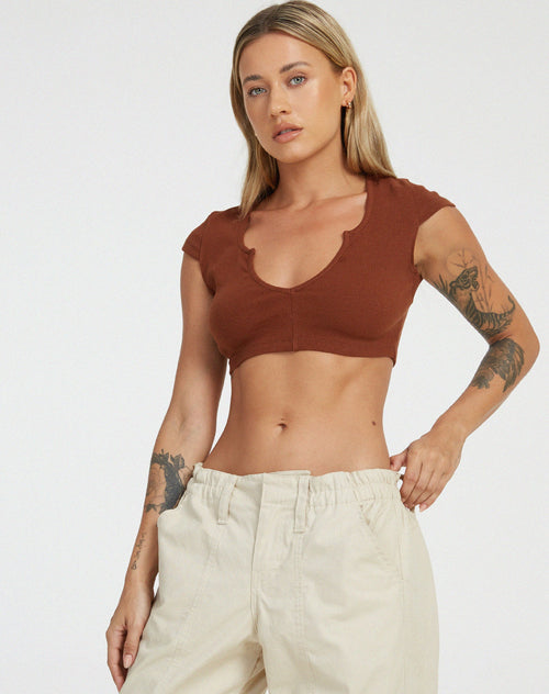 image of Guanna Crop Top in Dark Brown