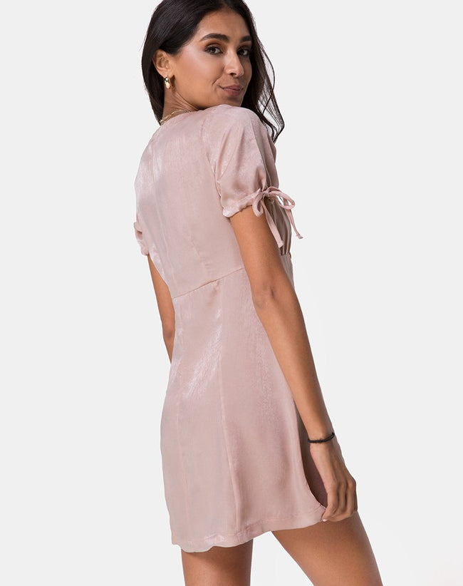 Guenette Dress in Satin Dusty Rose