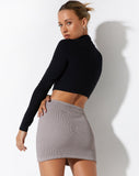 IMAGE OF Guida Mini Skirt in Jaquard Rib Tan