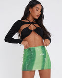 image of Guida Mini Skirt in Sequin Solarized Green