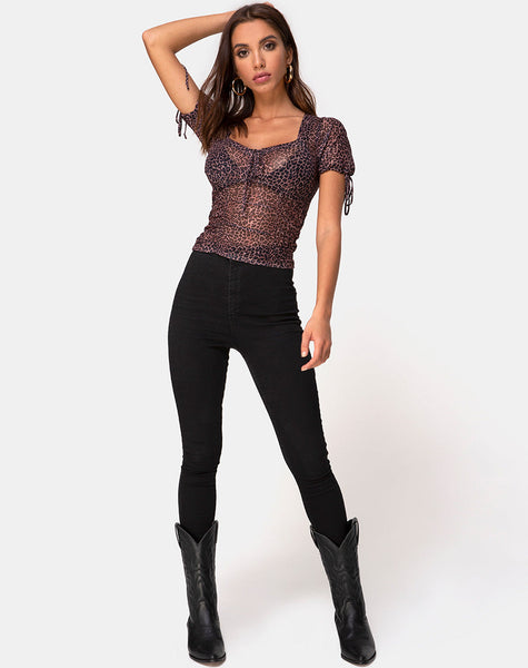 Image of Guinevre Top in Rar Leopard Mesh