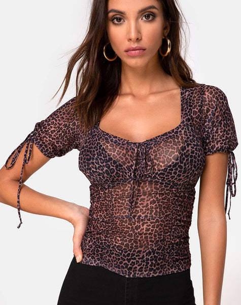 Image of Guinevre Top in Rar Leopard Mesh