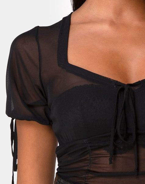 Guinevre Top in Black Net