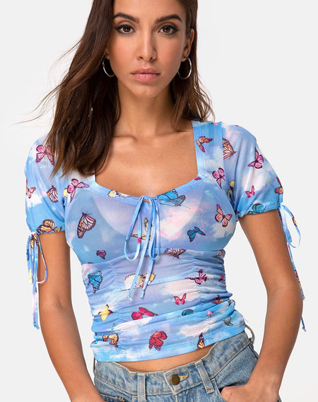 Tiney Crop Top Tee in Cherub Kiss Blue