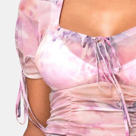 Guinevre Top In Pegasus Pink Mesh