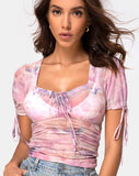 Guinevre Top In Pegasus Pink Mesh