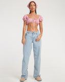 image of Haenji Crop Top in Apple Check Blush Red