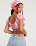 image of Haenji Crop Top in Apple Check Blush Red