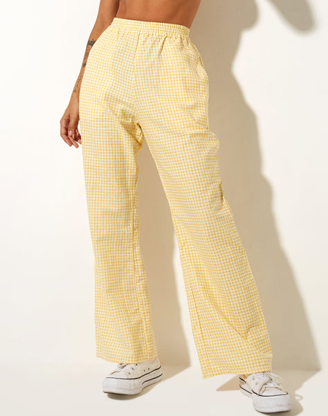 Image of Yara Trouser in Lemon Gingham Yellow