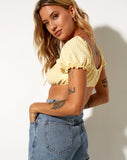 Image of Haenji Crop Top in Lemon Gingham Yellow