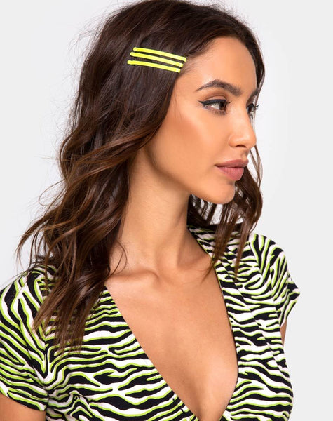 Neon Hair Clip Set in Yellow