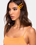 Neon Hair Clip Set in Orange