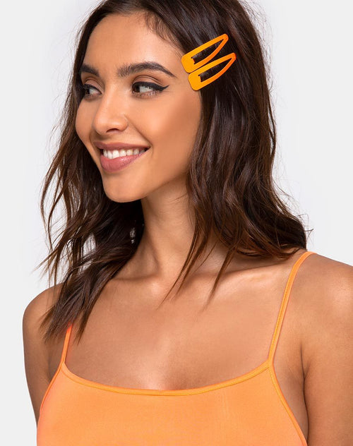 Neon Hair Clip Set in Orange