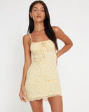 image of Hakira Mini Dress in Gingham Floral Yellow