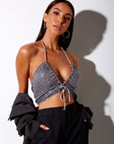 Image of Halpi Crop Top in Drape Sequin Silver