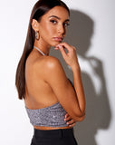 Image of Halpi Crop Top in Drape Sequin Silver