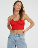 image of Haltri Crop Top in Satin Rose Scarlet