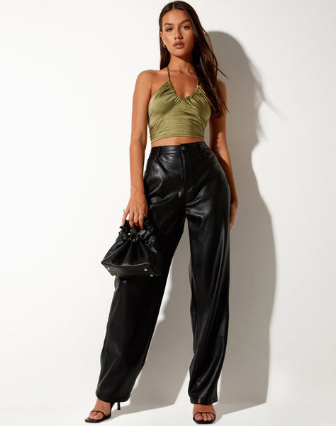 Image of Haltri Crop Top in Satin Olive