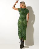 image of Happyella Midi Dress in Wavy Daisy Green