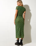 image of Happyella Midi Dress in Wavy Daisy Green