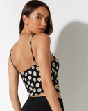 image of Harika Cropped Top in Grunge Daisy Black