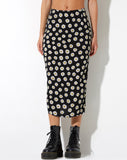 Harriet Midi Skirt in Grunge Daisy Black