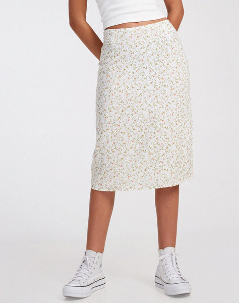 image of Harriet Midi Skirt in Pretty Petal Ivory