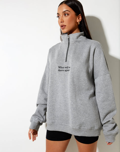 Image of Hazy Sweatshirt in Grey Marl When Will We Dance Again