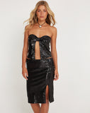 image of Healy Bow Detail Bandeau Top in Statement Sequin Black