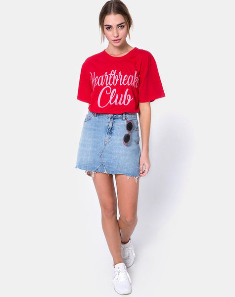 Oversize Basic Tee in Heartbreaker Club Red