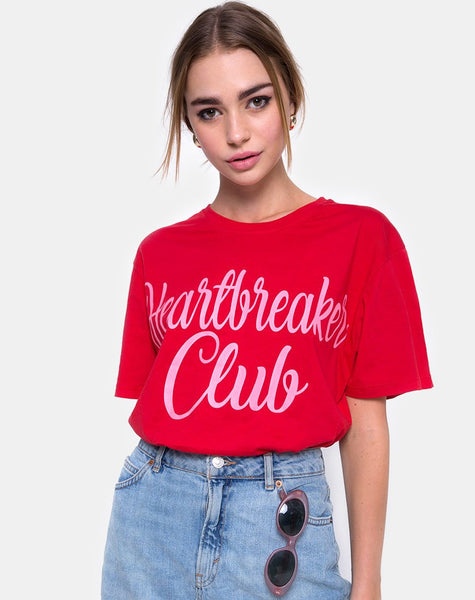 Oversize Basic Tee in Heartbreaker Club Red