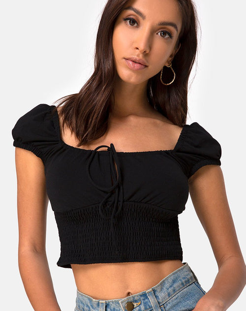 Heina Crop Top in Black