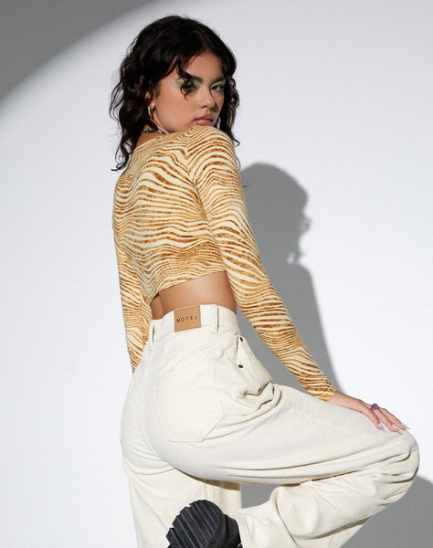 Image of MOTEL X OLIVIA NEILL Heloise Crop Top in Desert Terrain Tan