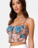 Hema Top in Jungle Flower Blue and Cream