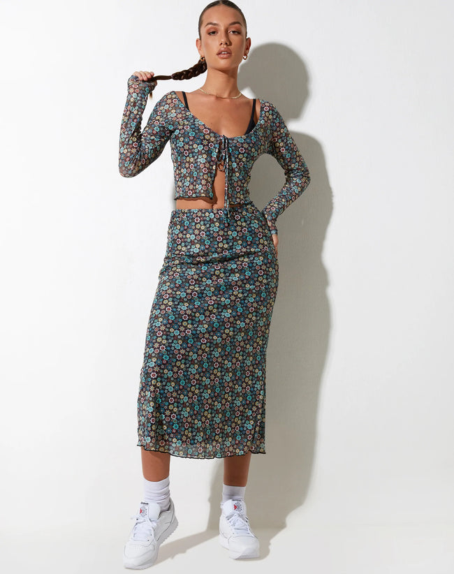 image of Henry Cropped Cardi in Folk Floral