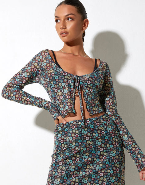 image of Henry Cropped Cardi in Folk Floral