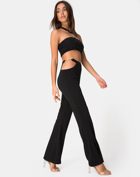 Hearty Flare Trouser in Black Spandex