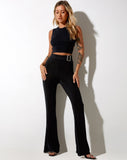 Hermima Trouser in Crepe Black Hotfix Diamante