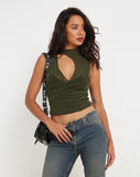 image of Herti Top in Mixed Animal Flock Khaki