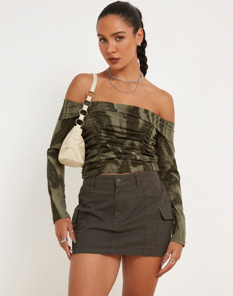 image of Hestina Top in Dystopian Crease Khaki