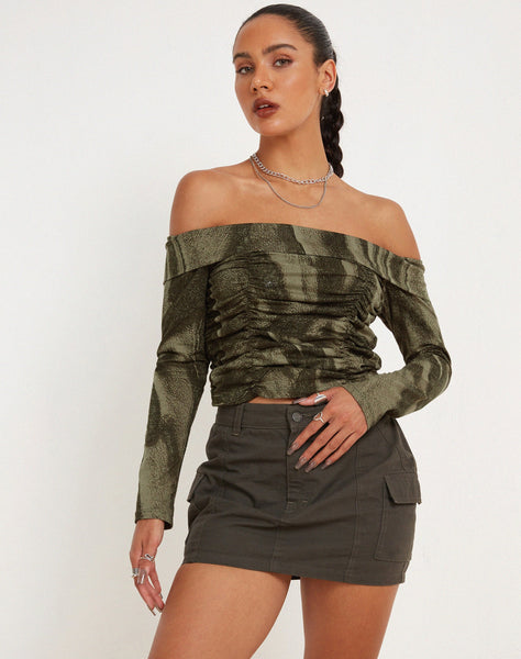 image of Hestina Top in Dystopian Crease Khaki