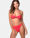 High Rise Bikini Bottom in Textured Baewatch Red