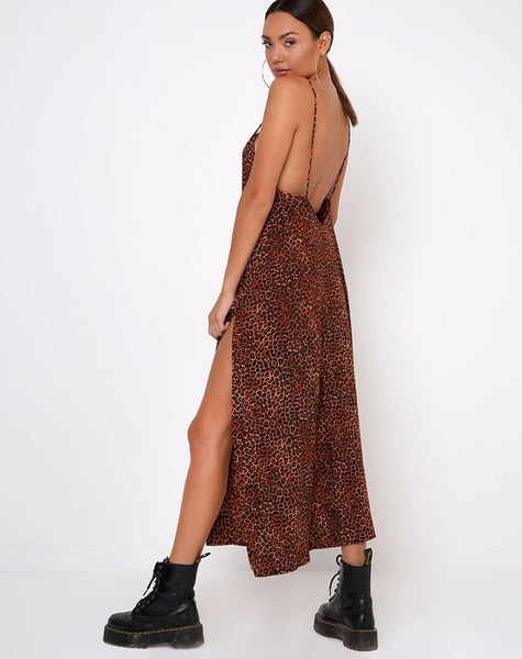 Hime Maxi Dress in Ditsy Leopard Orange