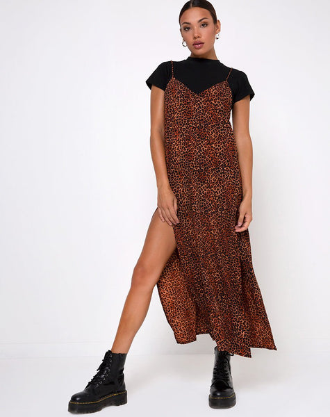 Hime Maxi Dress in Ditsy Leopard Orange