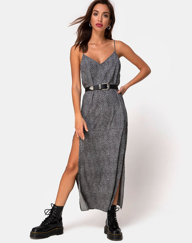 Hime Maxi Dress in Ditsy Leopard Grey