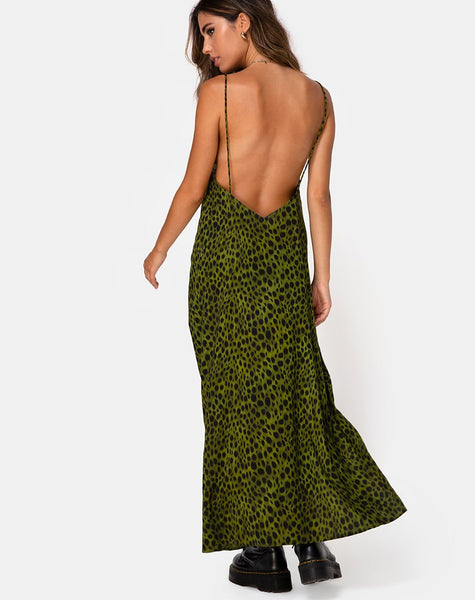 Hime Maxi Dress in Cheetah Khaki